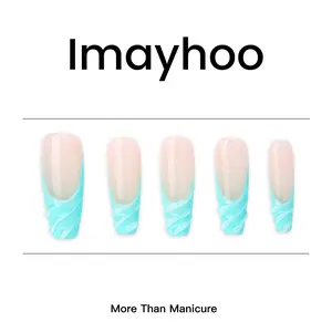 Imayhoo Handmade Acrylic,Press on nails Long coffin French nail(10pcs)OMZXX054-Nail Art,Nail Care