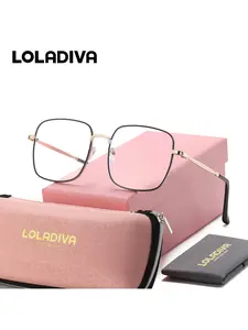LOLADIVA Unisex Lightweight Design Full Frame Plano Glasses Show Intellect Square Frame Plano Glasses