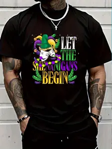 100% Cotton Let The Shenanigans Begin Funny Masquerade Mardi Gras T-Shirt Men's Women's vintage Summer vacation tops Graphic Tee