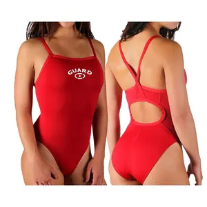 Adoretex Women's Guard Polyester Thin Strap Swimsuit (FGP01A) Red