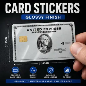 United Express Card Skin Sticker, with Logo, Easy Adhesive, Glossy Finish, 3.375 x 2.125, Clean Cut, 1 Pack