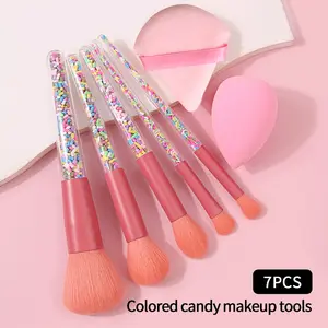 The 7PCS high appearance level makeup brush set includes candy powder brush, blush brush, contactor brush, eyeshadow brush, multi-functional brush set, and makeup sponge egg/triangular powder puff Makeup Brushes Set
