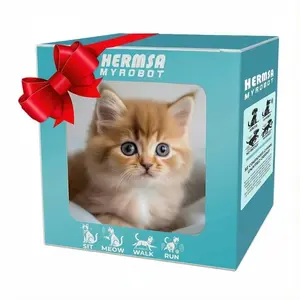 Interactive Robot Cat Toy, Realistic Plush Holiday Gift, Walks, Wags Tail, Sounds, Perfect Christmas Present for Kids & Adults