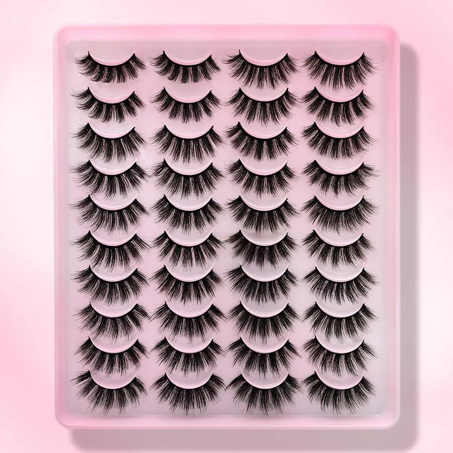 Fluffy False Eyelashes, Volume False Eyelashes, 20 Pairs Natural Faux Cluster Lashes, Volumized False Eyelashes for Women Girls Eye Makeup Enhancement, Cosmetic, False Eyelashes Clusters, False Eyelash Set