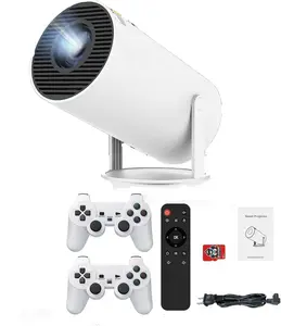 Portable Gaming Projector for Camping - 1080P HD Video Game Projector with Android TV 11.0, WiFi Bluetooth, 360 ANSI, Includes Controllers