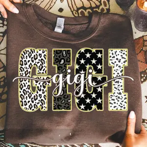 CustomLeopard Gigi T-shirt Comfort Colors, Grandma Leopard Print Shirt, Gigi Mama Mimi Grandkids Gift, Gift for Mom  Streetwear
