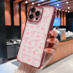 Sweet Cherry Case for iPhone 17 Air 16 Pro Max 15 Plus 14 13 12 11 XS Anti-Scratch Shockproof Soft Silicone Protective Cover