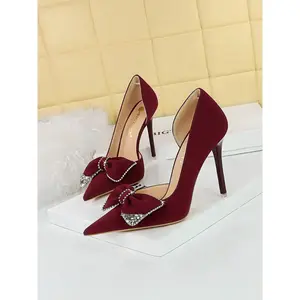 Women's Elegant Rhinestone Decorated Bowknot Design, Valentine's Gifts for Her, Fashionable Pointed Toe High Heels for Party, Daily Clothing Decor for Women & Girls, Glittering Stiletto Pumps