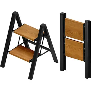 2-Step Aluminum Ladder,Lightweight Folding Step Stool with Extra-Wide Anti-Slip Steps,330 lbs Capacity,Compact Space-Saving Design for Home,Kitchen and