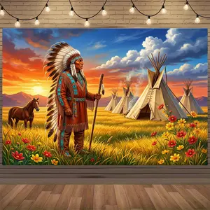 Native Themed Polyester Backdrop Decoration, Photo Props, Polyester Banner Decor, Home Decoration, Room Decoration, Wall Decoration, Party Backdrop Decor, Party Supplies/Gifts Decorative Background