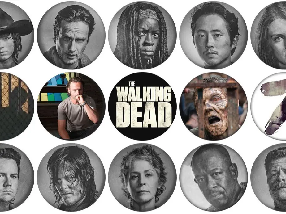 1" - WALKING DEAD SEASON 7 - Lot of 15 - Pin Back - 1" Buttons Badges (One Inch)