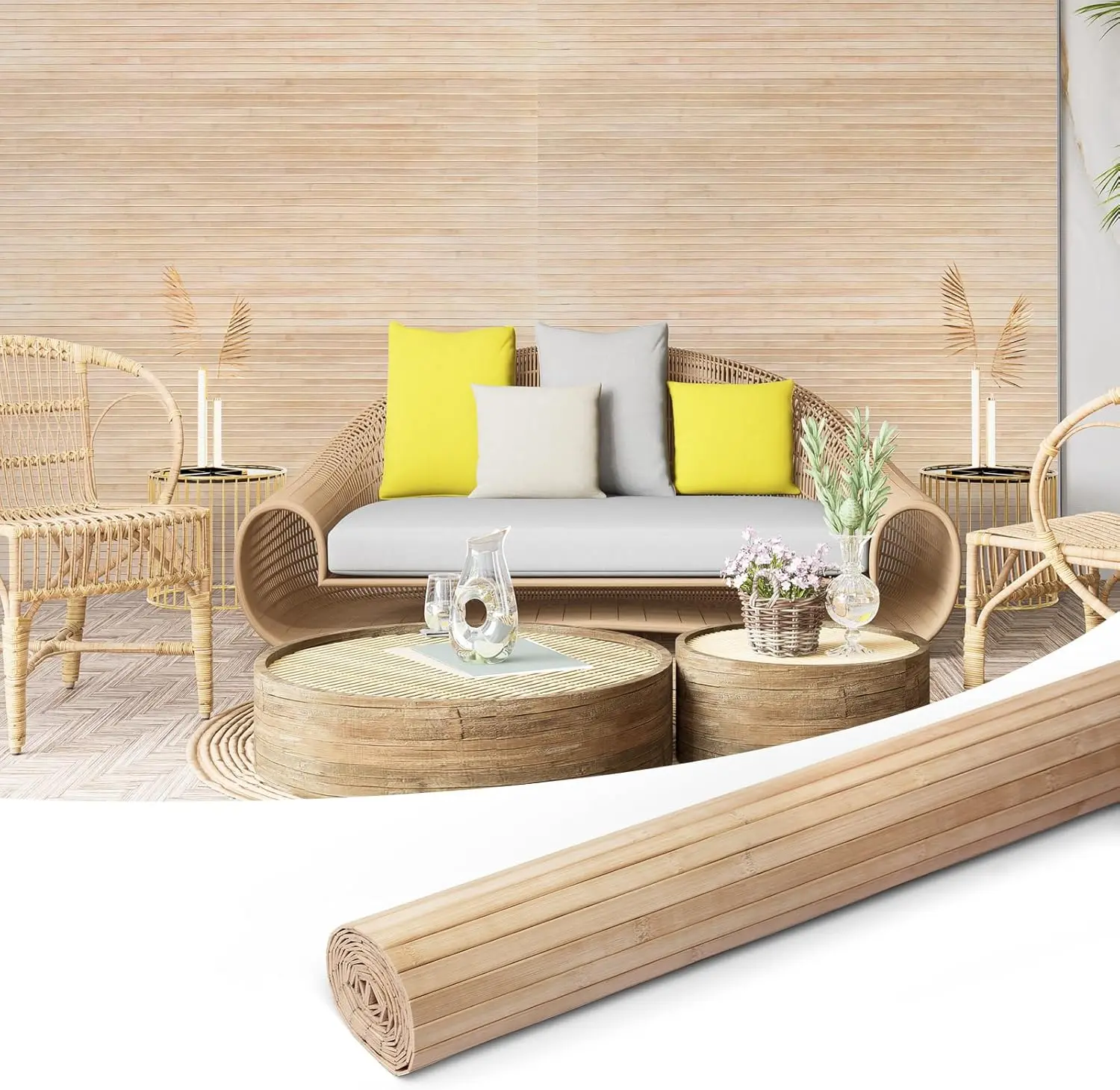 48 x 96 Inch   Wall Panel for Interior Wall Decor, Flexible Pole Wrap Wainscoting Wall Cladding Paneling for Living Room, Bedroom, Office, Kitchen , Light-carbonized