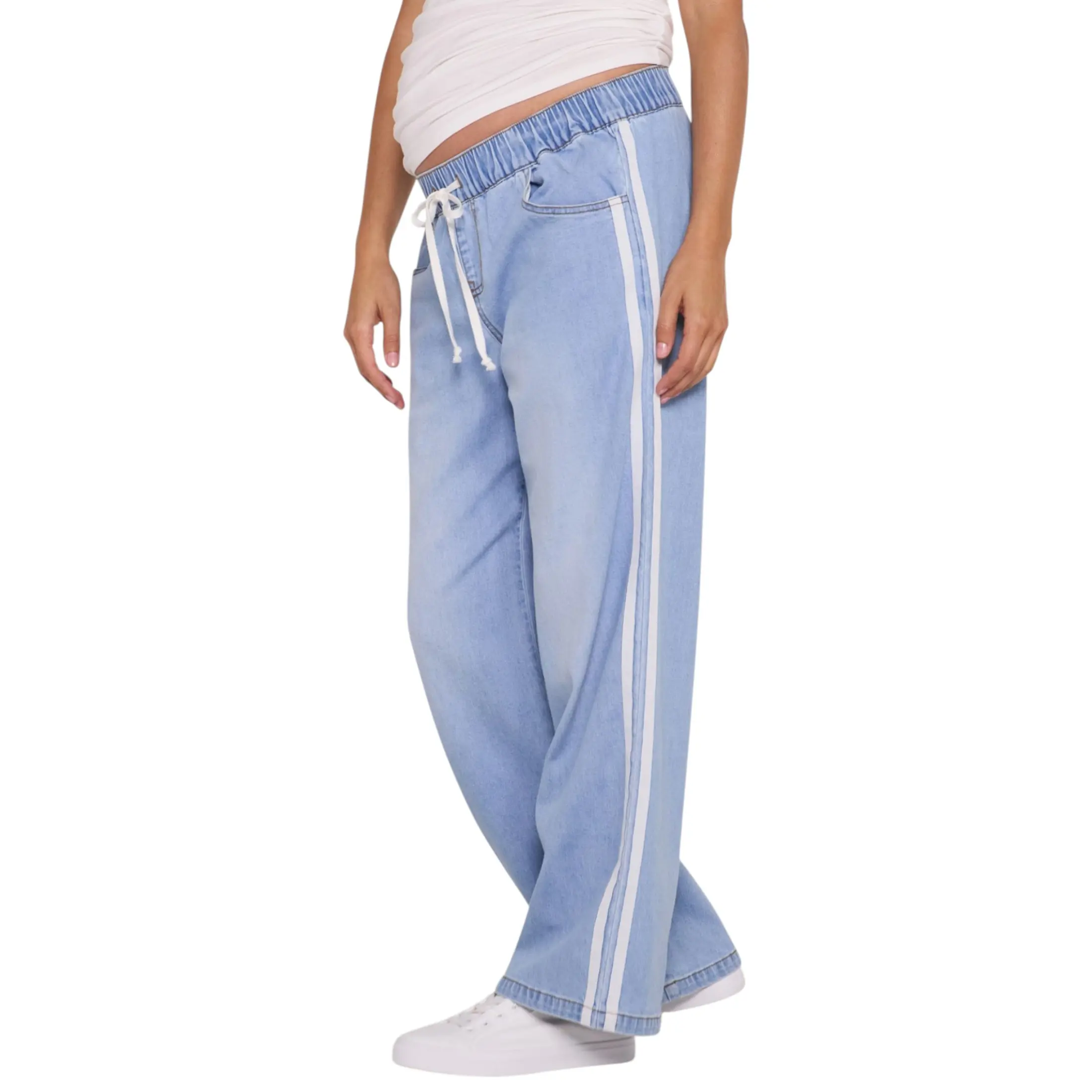Motherhood Maternity Drawstring Pull-On Wide Leg Maternity Pant- Soft Everyday Pregnancy Pant