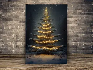 Majestic Christmas Tree Canvas Print, Cozy Christmas Poster Art, Christmas Wall Art Decor