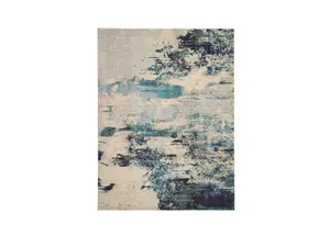212 MAIN 10x14 ft. Power-Loom Abstract Area Rugs - Soft Contemporary Print, Neutral Tones, Ivory, Soft Texture, Indoor Use Rectangle Rug