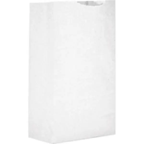 White Gusseted Disposable Durable Industrial Paper Grocery Bags, No.2 Size Self-Open Tabs, Recyclable Compostable Recycled Paper, 4.31x2.44x7.88in (7-7/8in), Expandable Open Top, Cedar Grove Composting Approved, High Traffic, Pack of 500, Grocery Bag, Dis