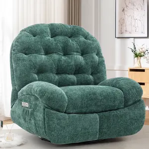 Korser Power Swivel Rocker Recliner Chair with USB Ports Chenille for Living Room