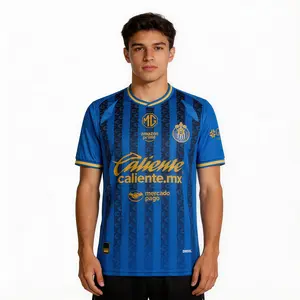 2526 Chivas CD Guadalajara Third Away Jersey Vintage Mexico Blue Stripe Short Sleeve Top Football Jersey LIGAMX