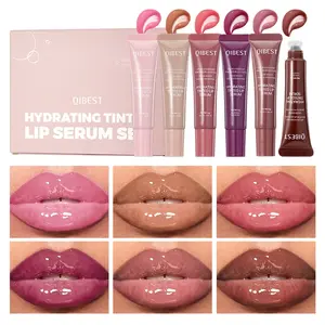 6 Pcs Set Soft Tube Mirror Lip Gloss Lip Oil Nude Brown Plumping Lip Gloss Hydrating Lipgloss Moisturising Transparent Lipgloss Beauty Cosmetics Makeup