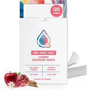 Laundry Detergent Sheets - Travel-Friendly, HE & Standard Washer Safe, Liquidless Laundry Soaps, Quick-Dissolving Formula, -Friendly (120 Loads,  Sunset )