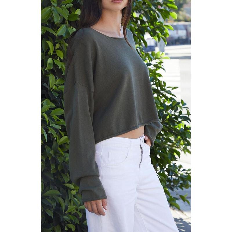 John Galt Women's Green Cameron Cropped Sweater