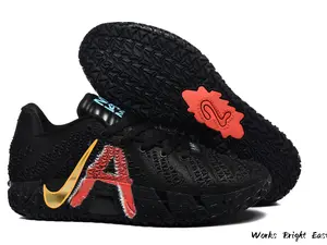 Black Low-Top Basketball Sneakers with Graffiti-Style Overlay and ZoomX Cushioning