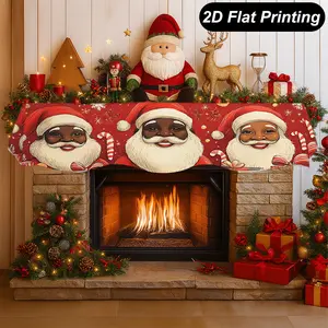 1 piece fireplace scarf, three Santa Claus pattern fireplace decoration apron, daily home living room decoration products, Ornaments Decor