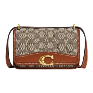 COACH Bandit 18 Buckle-Clasp Multi-Functional Shoulder Bag for Women – Gray and Brown Leather-Textile Mix