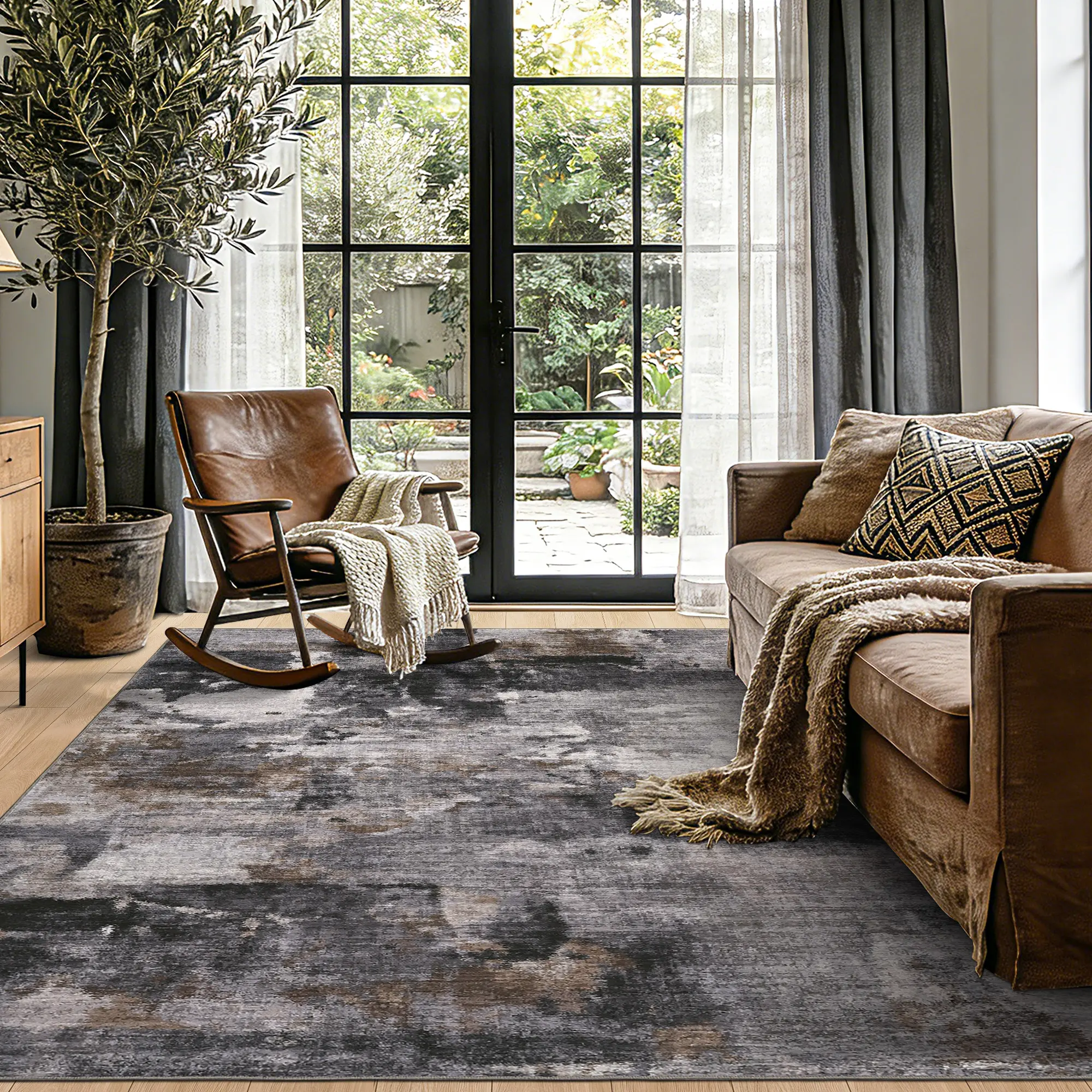 Modern Abstract Print Rug Washable Soft Non-slip Ultra-thin Foldable Indoor Rug for Bedrooms Living Rooms Offices Game Rooms and Party Decorations