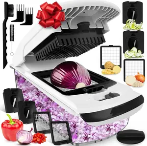 4 in 1 Vegetable Chopper with Container - Onion Slicer and Spiralizer - Kitchen Gadgets and Accessories