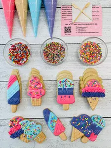 Ice Cream Cookie Decorating Kit, Sweet Treat DIY Cookie Decorating Kit, Zoom Party Favors, **INCLUDES 24 ITEMS**