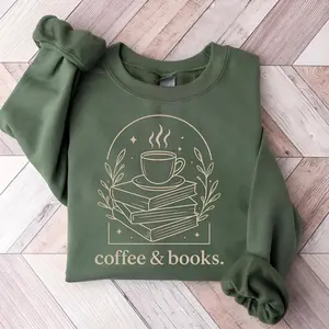 Coffee & Books Sweatshirt, Cute Books Lover Sweatshirt, Books Club Sweatshirt, Books Lover Gift