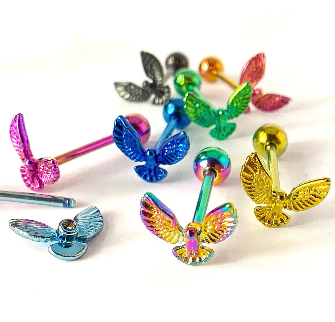 1pc Eagle Design Tongue Ring Titanium Anodized 14g Tounge Barbell Jewelry