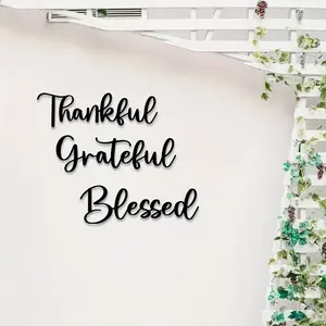 3-Piece Gratitude Blessing Metal Wall Art Decor Set, Black Gratitude & Blessing Sign Home Decoration & Gratitude Wall Art, Perfect for Fall, Thanksgiving, Halloween & Harvest Festival, Aesthetic Room & Home Decor, Home Decor Products