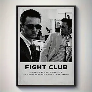 A Frameless Canvas Painting, <Fight Club> Inspired Wallless Art, - Vibrant Movie Poster Design, Perfect for Home and Office Decoration, Bright Colors, Simple and Stylish, Movie Wall Art|Minimalist Poster|Bold color design, movie theme decoration
