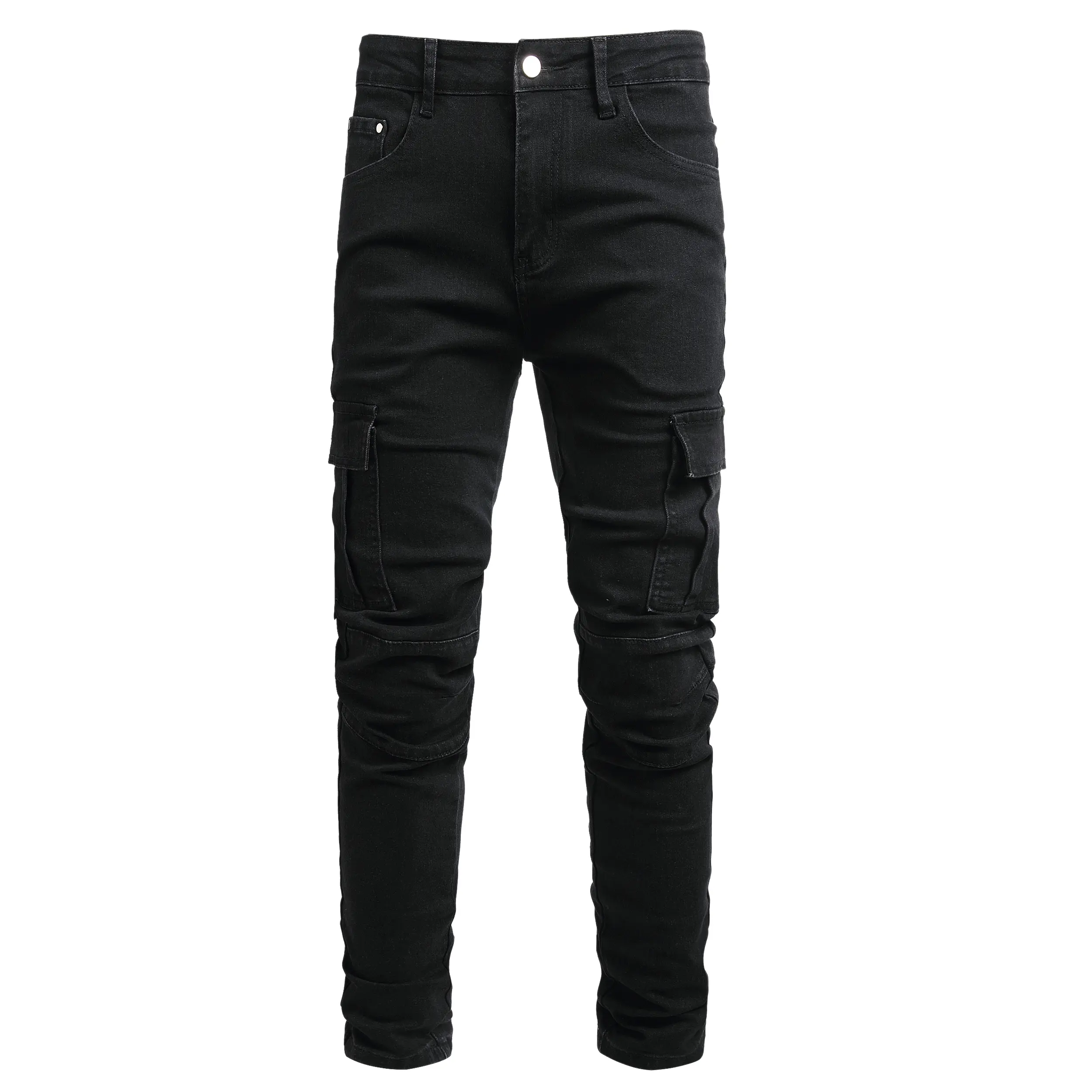 JUNBAOSS Men's Slim Fit Stretch Jeans Cargo Skinny Jeans for Men, Distressed Straight Leg Fashion Casual Comfort Flex Waist Denim Pants, Menswear Trouser Streetwear Jean with Plain Pockets