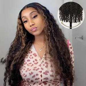 【28”Only $145】Bangjazz Burmese Curly Ready To Wear 13x6 Highlight Lace Front Wigs Human Hair for Beginners Pre Bleached Drawstring Wig With Finger Coil Ends Pre Cut Lace For Women