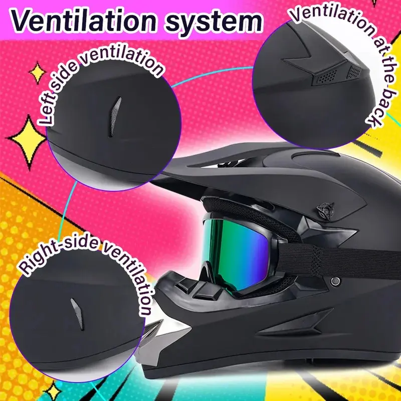 Starter Bikes Gear Matte Black DOT Helmet Full Face Motorcycle Helmet with Goggles Gloves Mask Adult Starter Bikes Gear Matte Black DOT Helmet Full Face Motorcycle Helmet with Goggles Gloves Mask Adult