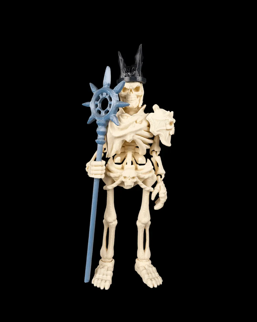 Skeleton King Articulated Figurine - Dark Fantasy Bone Statue with Crown, Gothic Desk Decor Halloween
