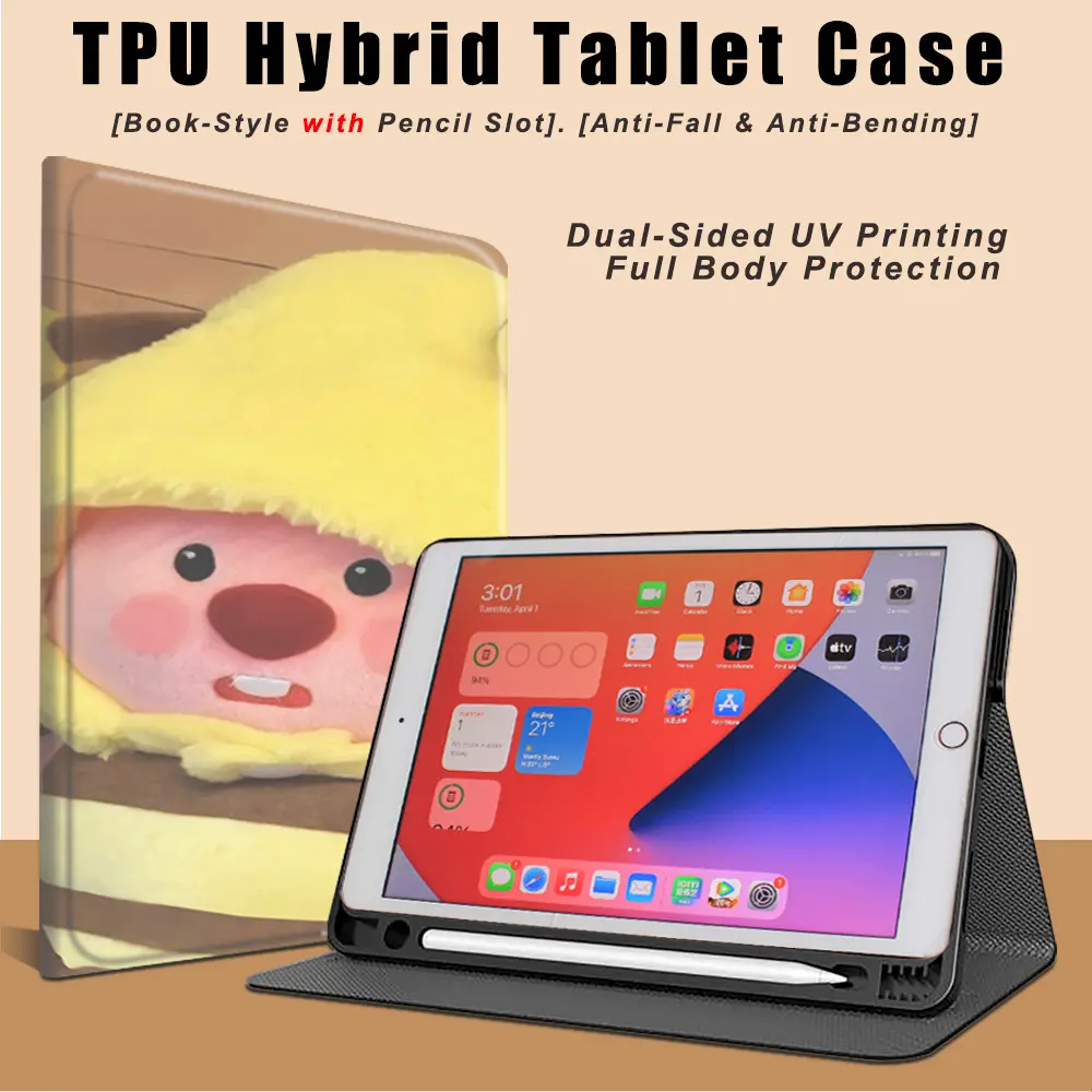 [Book-Style with Pencil Slot] Full Body Protection, Anti-Fall & Anti-Bending, TPU Hybrid Tablet Case for iPad Pro 12.9"/11"/10.5", iPad 11/10/9/8, iPad Air 7/6/5, Etc. (Stylish Pattern: TY109)