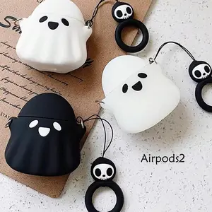 Cute Ghost Design Earphone Case with Lanyard, Decorative Earphone Protector Cover, Fashion Earphone Accessories Compatible with AirPods, Headset, Halloween
