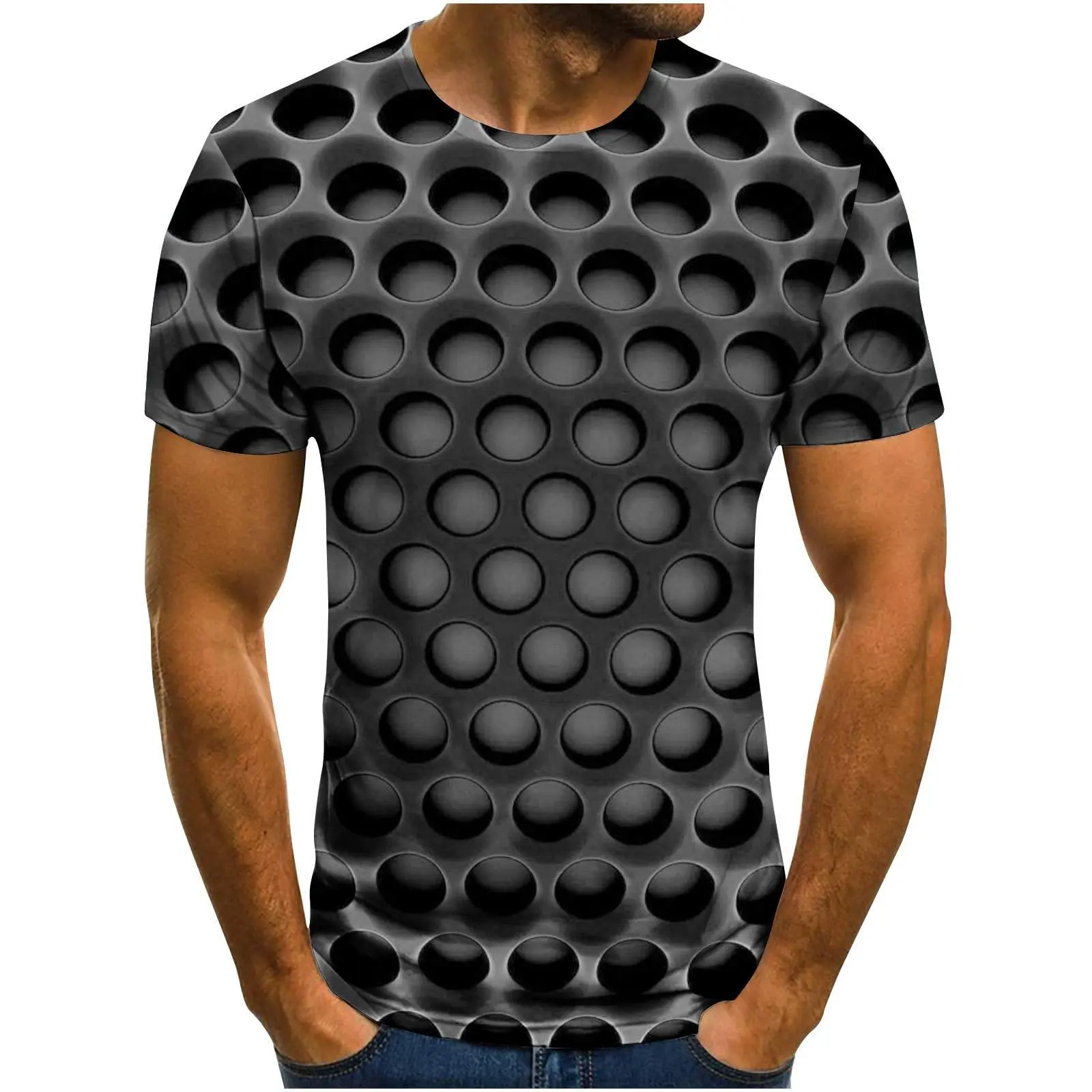 Women's 3D All-Over Bubble Print Graphic T-Shirt, Breathable Casual Short Sleeve Top with Unisex Fit for Streetwear, Graphic T Shirts, Full Body, Vivid Colors