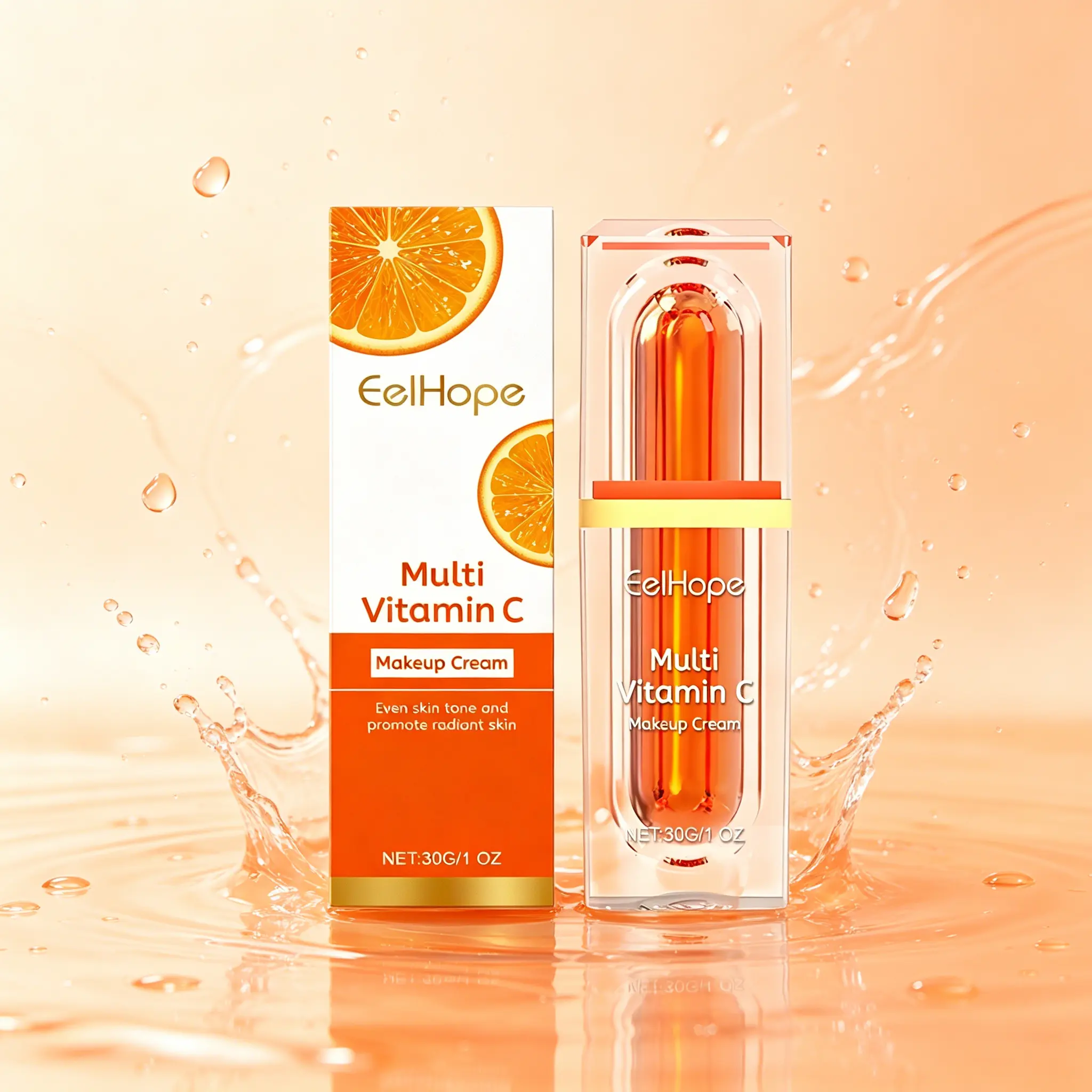 EelHope Multi Vitamin C BB Cream 30g - Gentle Moisturizer for All Skin Types, Brightens, Hydrates, Evens Skin Tone, Dewy Radiant Glow, Lightweight Natural Coverage, Blendable Daily Makeup Cream, Bright Bb & Cc Creams
