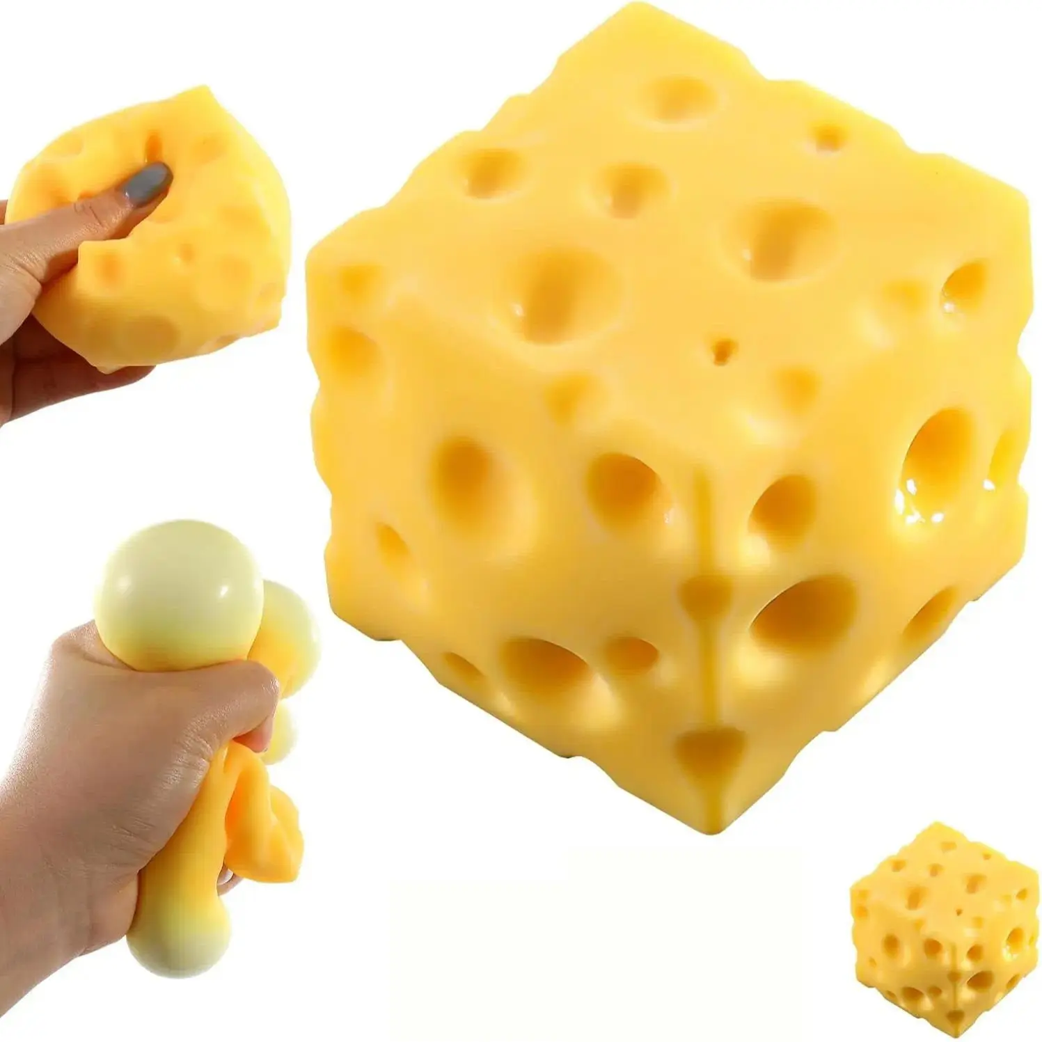 Cheese Block Squeeze Toy, Stress Relief Pressure Ball, Soft Stress Ball, Fidget Stress Ball, Squishy Stress Balls, Unisex Adult Relaxation Gift, Birthday Present, Summer Atmosphere