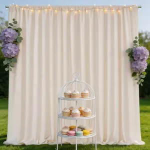 2 Panels 5x10ft Ivory Soft Polyester Photo Backdrop, Draping Fabric with Luxurious Drape for Wedding, Party, Holiday, Indoor/Outdoor Photography Background