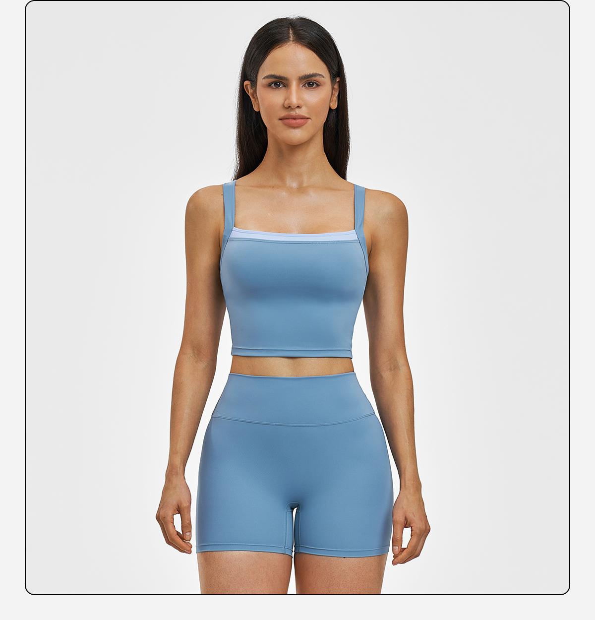MFVIM Women's 2-Piece Sleeveless Color-Block Tank Tops & High-Waisted Above-the-Knee Shorts Yoga Workout Set, Comfortable Stylish Sportswear for Everyday Wear & Active Lifestyle, Ideal Gift for Women