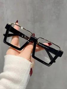 Women's Square Metal Frame Eyeglasses, Transparent Lenses Fashion Glasses, Stylish Eyeewear for Daily Use, Stylish Square Frames