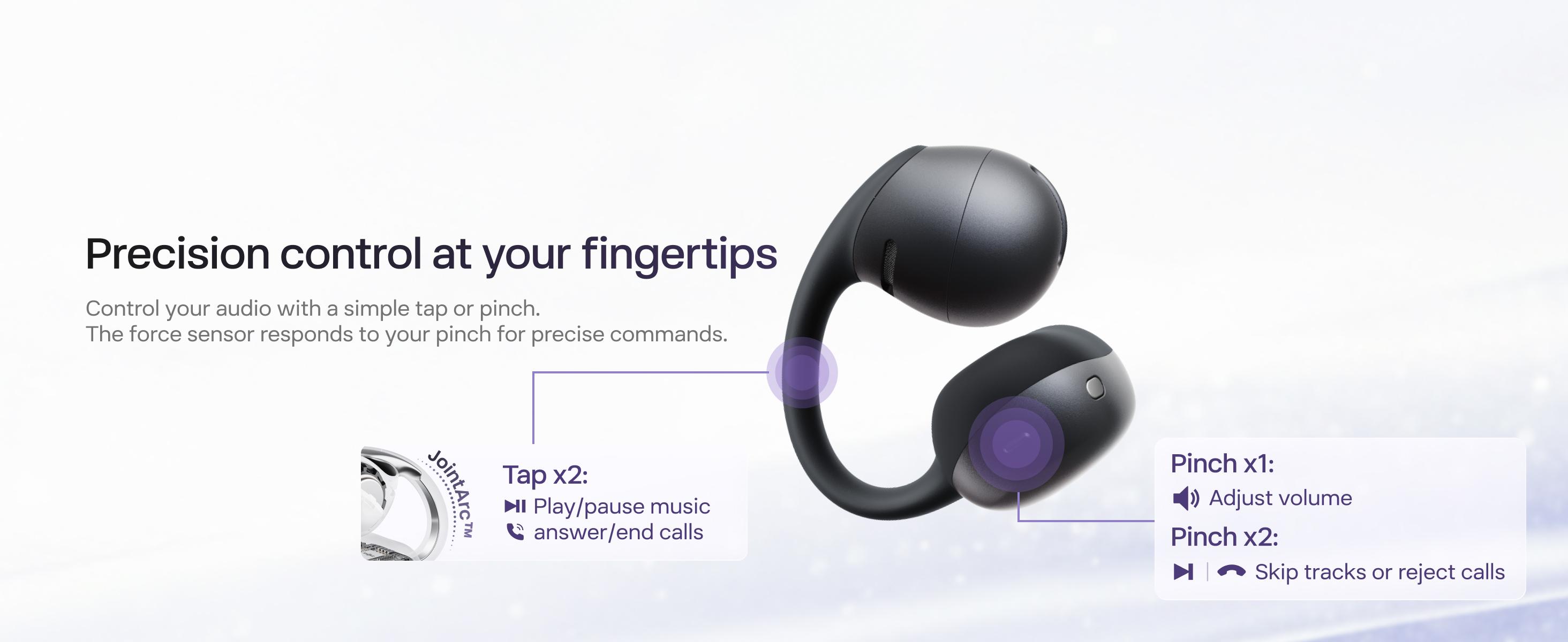 SHOKZ OpenDots Air - Open-Ear, Clip-On Earbuds - Bluetooth 6.1, Up to 36 Hours of Listening, Interchangeable Earbuds, Touch Controls, Dual AI Noise-Canceling Microphones, IP55, Bassphere Technology, DirectPitch Technology