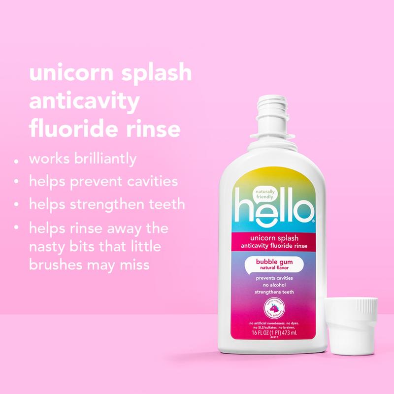 hello kids unicorn splash fluoride mouthwash