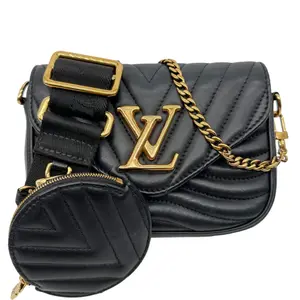 Pre-owned Louis Vuitton Leather Crossbody Bags New Wave Multi Pochette Crossbody Bag Black